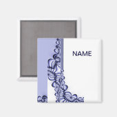 Grafikdesign-Muster - weiß blau + Ihr Text Magnet (Vorderseite/Rückseite)