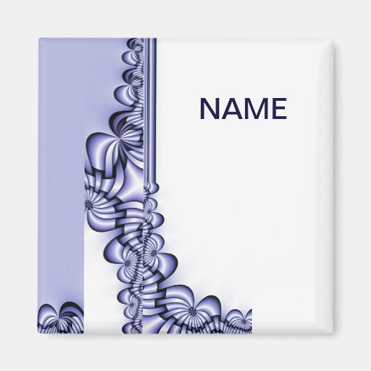 Grafikdesign-Muster - weiß blau + Ihr Text Magnet (Vorne)