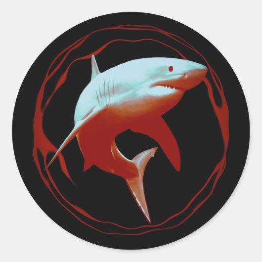 Grafikdesign von Great White Shark Runder Aufkleber (Vorderseite)