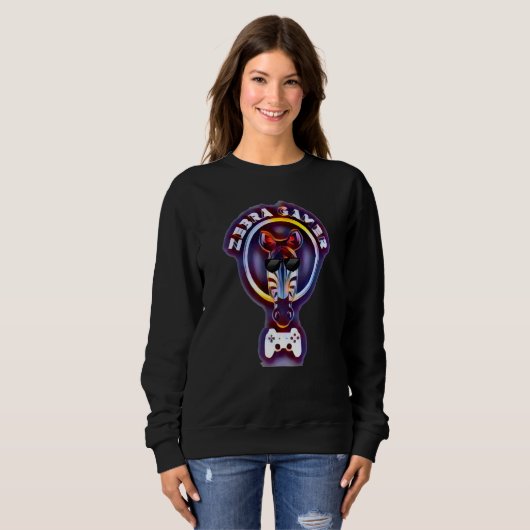 Grafikdesign von Zebra Gamer für Gamer Kids Sweatshirt (Vorne ganz)