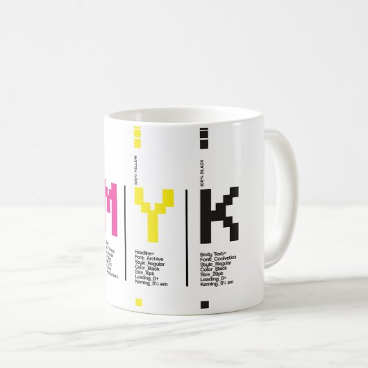 Grafikdesigner CMYK Tinte Print Kaffeetasse (VorderseiteRechts)