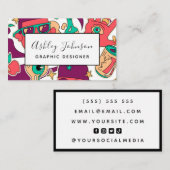 Grafikdesigner Illustrator Pop Art Social Media Visitenkarte (Vorne/Hinten)