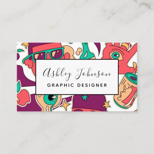 Grafikdesigner Illustrator Pop Art Social Media Visitenkarte (Vorderseite)