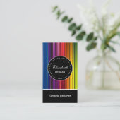 Grafikdesigner - Moderne farbenfrohe Streifen Visitenkarte (Stehend Vorderseite)