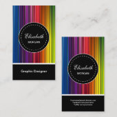 Grafikdesigner - Moderne farbenfrohe Streifen Visitenkarte (Vorne/Hinten)