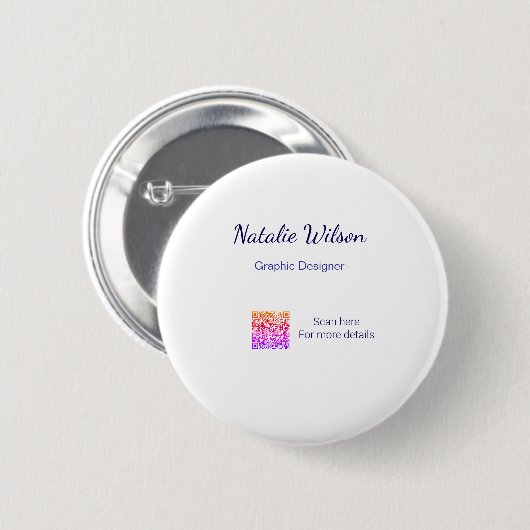 Grafikdesigner Name Scan QR-Code Details Beruf Button (Vorne & Hinten)