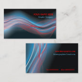 Grafikdesignerkarte mit blauer roter Welle Visitenkarte (Vorne/Hinten)