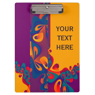 Grafikdesignmuster - violett orange + Ihr Text Klemmbrett