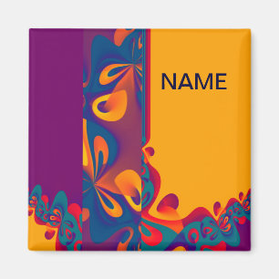 Grafikdesignmuster - violett orange + Ihr Text Magnet