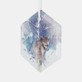 Grafiker Wolf rückt Natur zurück Ornament Aus Glas (Vorderseite Links)