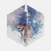 Grafiker Wolf rückt Natur zurück Ornament Aus Glas (Rückseite)