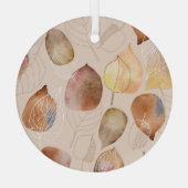 Grafikfarbenleaf-Autumn Design Ornament Aus Glas (Rückseite)