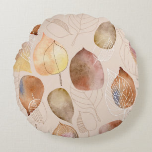 Grafikfarbenleaf-Autumn Design Rundes Kissen