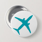 Grafikflugzeug in Aqua Blue Button (Vorne & Hinten)