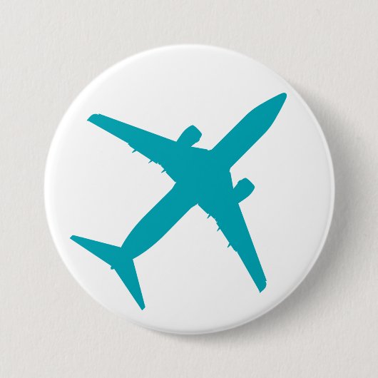 Grafikflugzeug in Aqua Blue Button (Vorderseite)