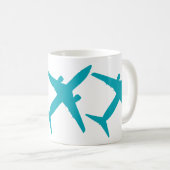 Grafikflugzeug in Aqua Blue Kaffeetasse (VorderseiteRechts)