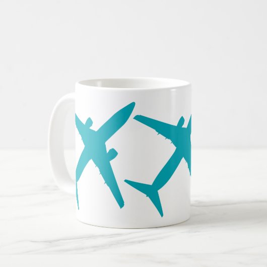 Grafikflugzeug in Aqua Blue Kaffeetasse (Vorderseite Links)