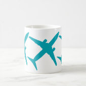 Grafikflugzeug in Aqua Blue Kaffeetasse (Mittel)