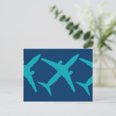 Grafikflugzeug in Aqua Blue Postkarte (Stehend Vorderseite)
