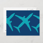 Grafikflugzeug in Aqua Blue Postkarte (Vorne/Hinten)