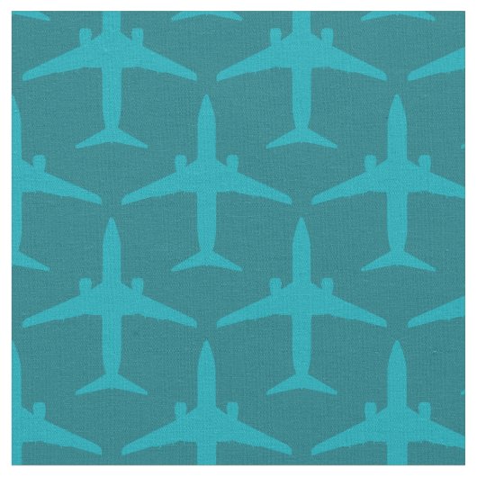 Grafikflugzeug in Aqua Blue Stoff (Nahaufnahme)