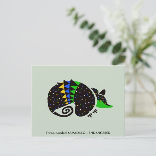 Grafikhandgezeichnet ARMADILLO - gefährdetes Tier Postkarte (Stehend Vorderseite)