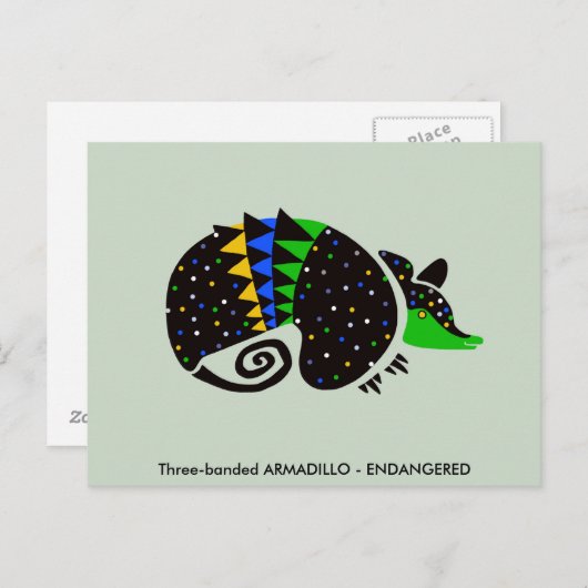 Grafikhandgezeichnet ARMADILLO - gefährdetes Tier Postkarte (Vorne/Hinten)