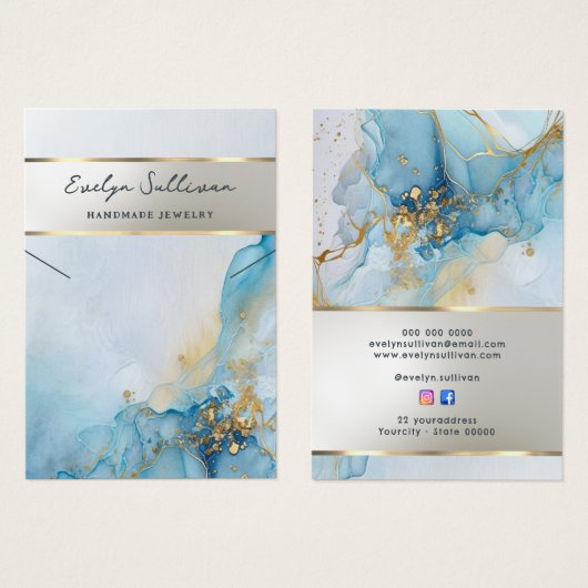 Grafikkarte mit blauer farbiger Marmorhalskette (Vorne & Hinten)