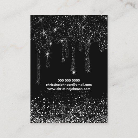 Grafikkarte mit schwarzem Tropfen-Glitzer Visitenkarte (Rückseite)