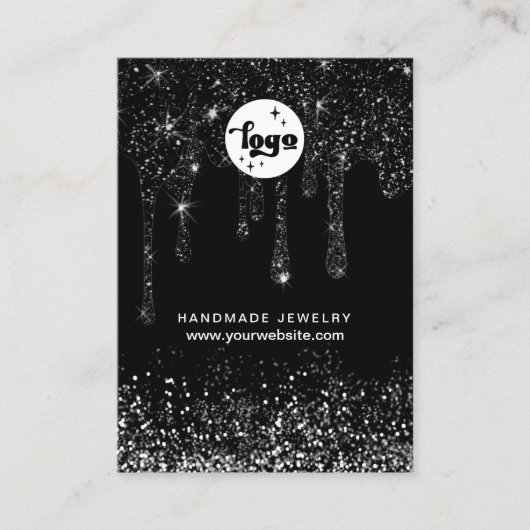 Grafikkarte mit schwarzem Tropfen-Glitzer Visitenkarte (Vorderseite)