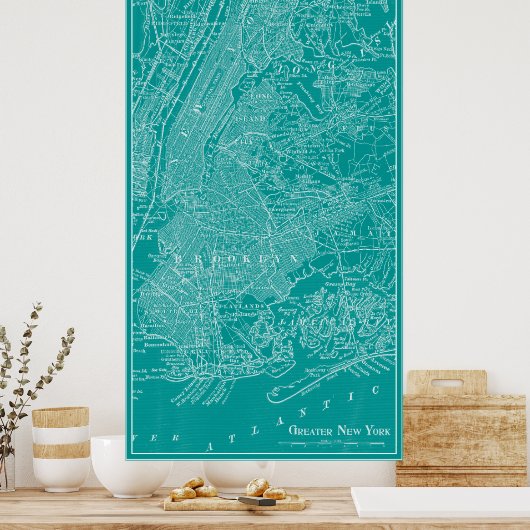 Grafikkarte von New York Poster (Küche)