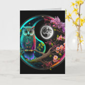 Grafikkarte von Owl und Moon Karte (Gelbe Blume)
