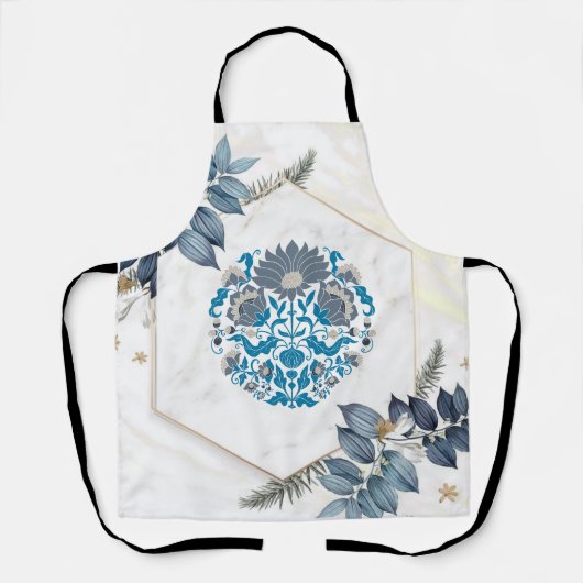 Grafikkunst, Aquamarine Mandala Illustration Schürze (Vorderseite)