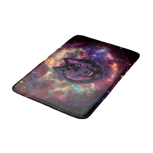 Grafikkunst, kosmischer Wolf Badematte (Schrägansicht)