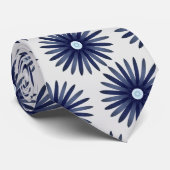 Grafikmuster der blauen Blume Krawatte (Gerollt)