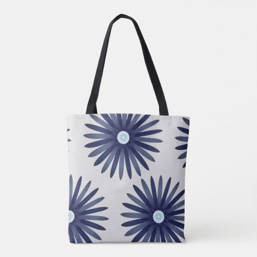 Grafikmuster der blauen Blume Tasche (Rückseite)
