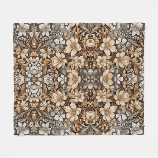 Grafikmuster in sanften, hellen Blume Elegan Fleecedecke (Vorderseite (Horizontal))