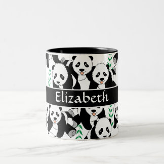 Grafikmuster von Panda Bears zur Personalisierung Zweifarbige Tasse