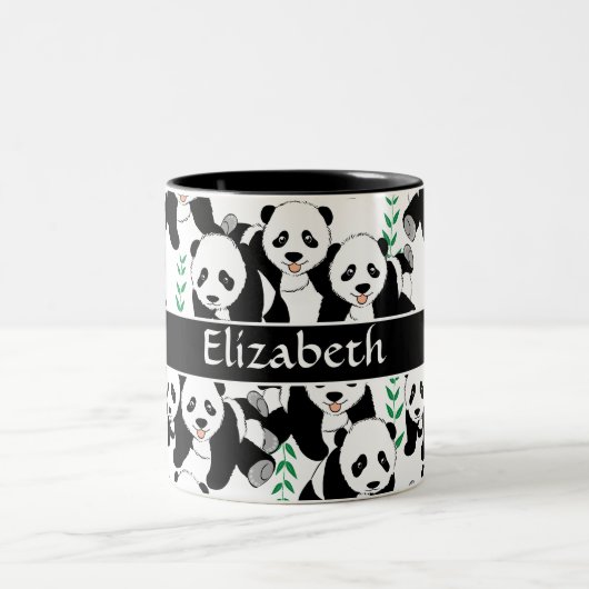Grafikmuster von Panda Bears zur Personalisierung Zweifarbige Tasse (Mittel)