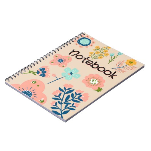 Grafikrosa blaue Blume Design Notizblock (Linke Seite)