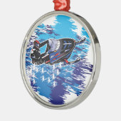 Grafikschneemobil Silbernes Ornament (Links)