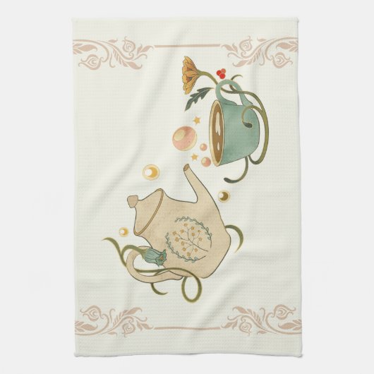 Grafikwerk, Beige Tea Time Geschirrtuch (Vertikal)