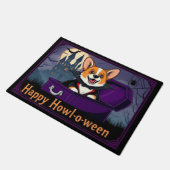 Gräfin Corgi Frohes Heul-o-ween Fußmatte (Schrägansicht)