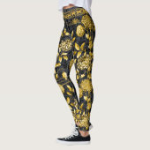 Gräfin Gold-Kette Blumenschwarz auf schwarzen Dama Leggings (Links)