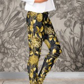 Gräfin Gold-Kette Blumenschwarz auf schwarzen Dama Leggings