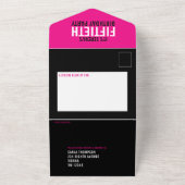 Grafisch-rosa schwarze Foto umkreist 50. Geburtsta All In One Einladung (Außenbereich)