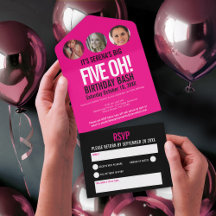 Grafisch-rosa schwarze Foto umkreist 50. Geburtsta