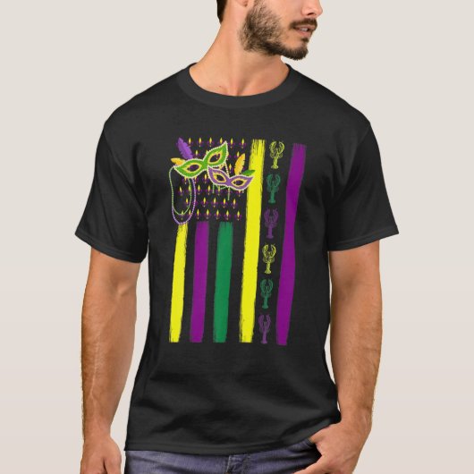Grafische amerikanische Fahne Mardi Gras Carnival T-Shirt (Vorderseite)