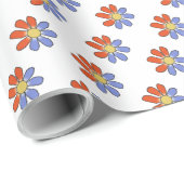 Grafische Blume Red Blue Small Print Geschenkpapier (Rolleneckpunkt)