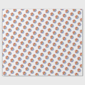 Grafische Blume Red Blue Small Print Geschenkpapier (Flach)